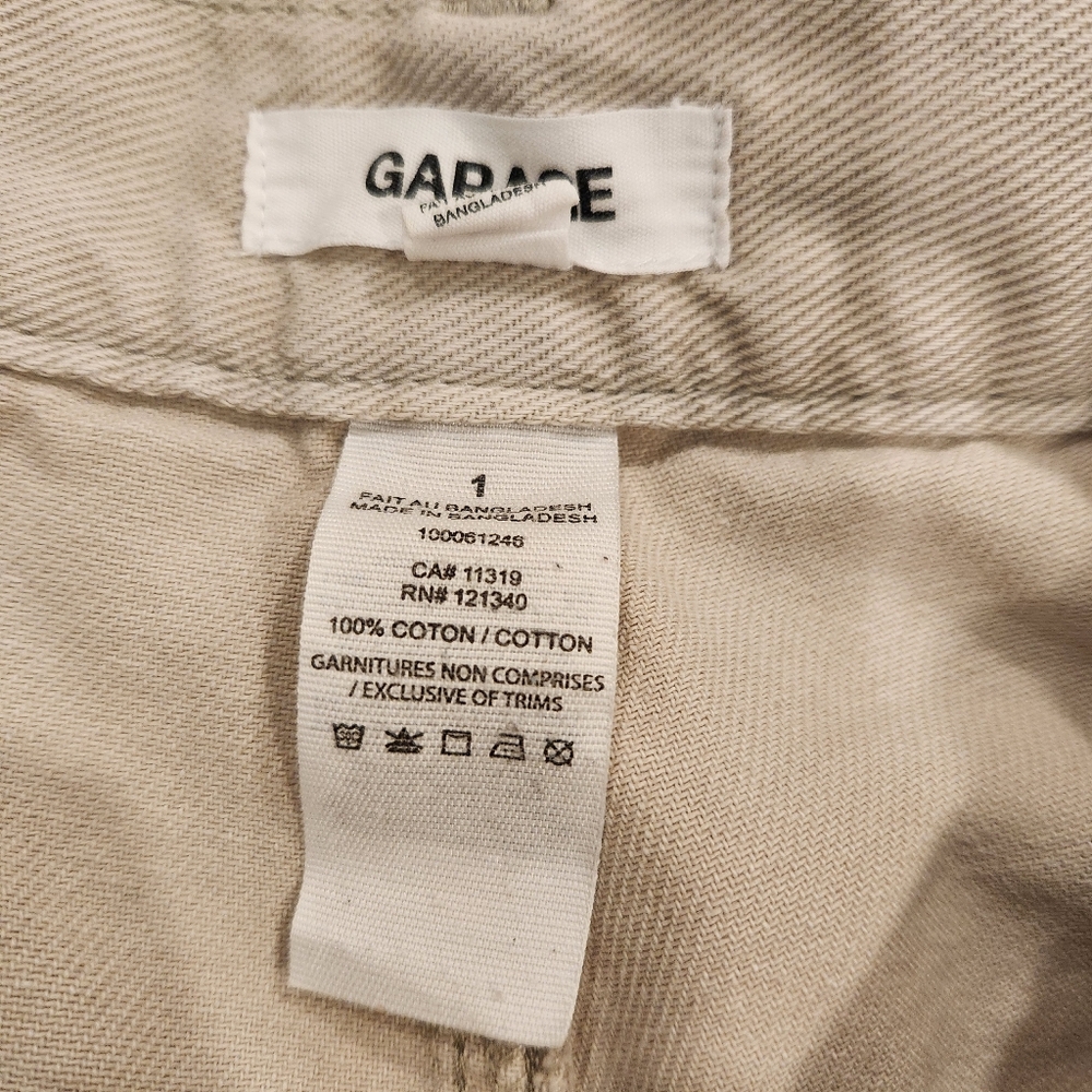Sz 1 (Sz 25) 100% Cotton Beige High Rise Straight Leg Carpenter Pants Jeans - Picture 4 of 7